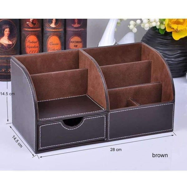 Planet Gates crocodile black Multifunctional Wooden Leather Office Desk Stationery Pen Pencil Holder Case pen box Desktop Organizer accessories 201B