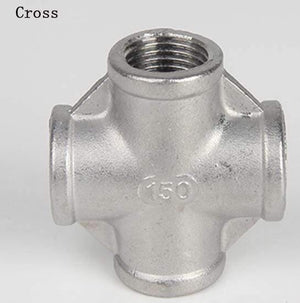 1/4 to 3/4" SS304 Stainless Steel Thread Elbow Cross Nipple Tube Plug Tee Cap End Pipe Fitting Nipple