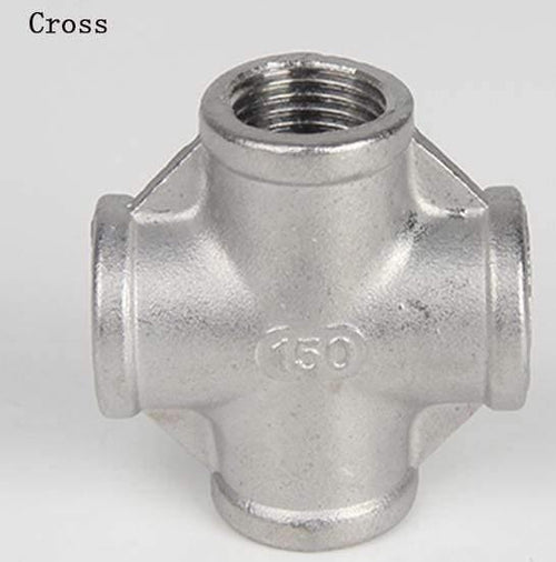 1/4 to 3/4" SS304 Stainless Steel Thread Elbow Cross Nipple Tube Plug Tee Cap End Pipe Fitting Nipple