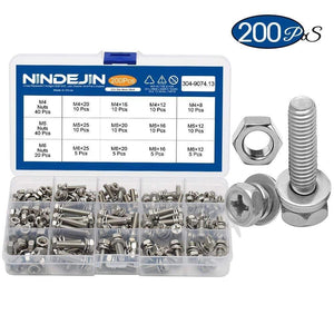 Cross Recessed Phillips Hex Head Screw Nut And Washer Three Sems Screw Set Kit M4 M5 M6 Stainless Steel Three Combination Thread