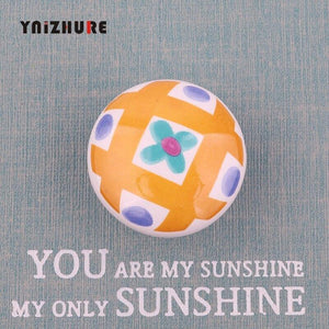 Rural Acme Nordic Style Ceramic Single Cartoon Round  Wardrobe Kitchen Garden Door Handle Modern Cabinet Handle