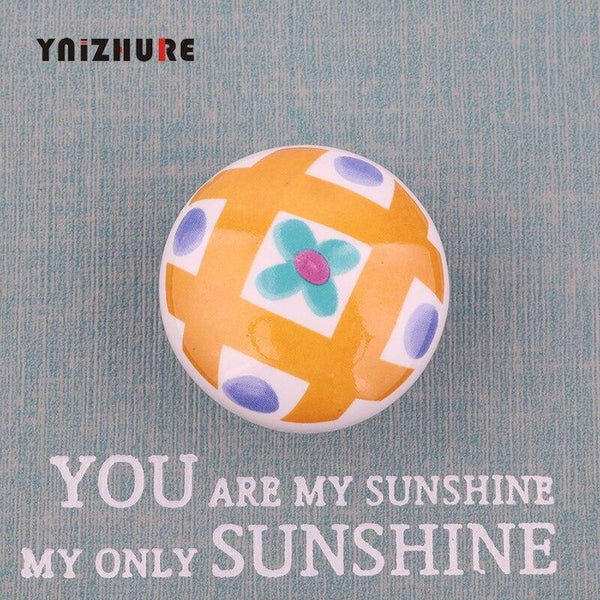 Rural Acme Nordic Style Ceramic Single Cartoon Round  Wardrobe Kitchen Garden Door Handle Modern Cabinet Handle