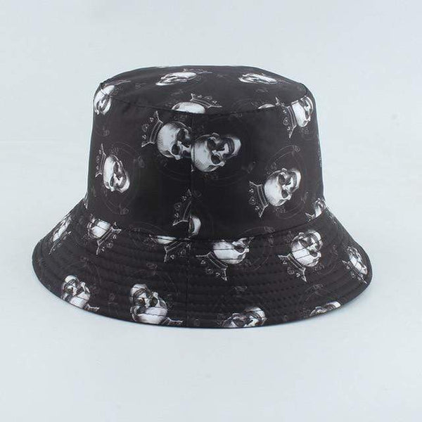 Planet Gates crown skull Fisherman Hat Reversible Harajuku Bucket Hats For Women Men Street Hip Hop Cap Rainbow Tie Dye Printed Fishing Hat