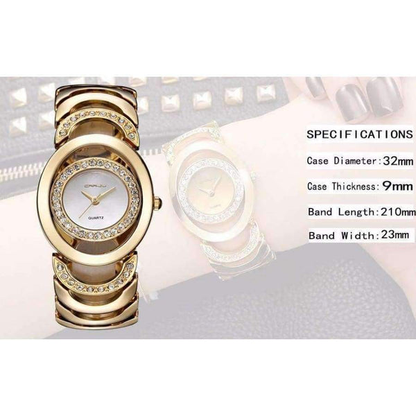 Planet Gates CRRJU Brand Luxury Crystal Gold Watches Women Ladies Quartz Wristwatches Bracelet Steel Watch Relogio Feminino Relojes Mujer