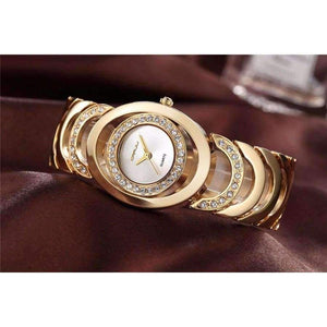 Planet Gates CRRJU Brand Luxury Crystal Gold Watches Women Ladies Quartz Wristwatches Bracelet Steel Watch Relogio Feminino Relojes Mujer
