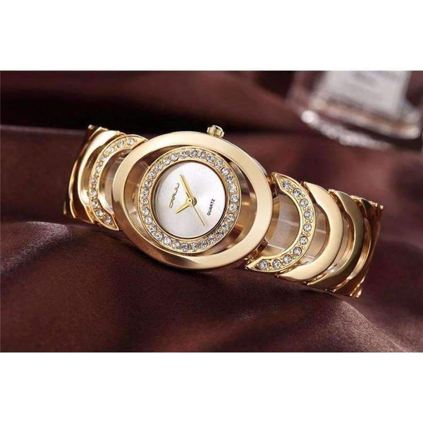 Planet Gates CRRJU Brand Luxury Crystal Gold Watches Women Ladies Quartz Wristwatches Bracelet Steel Watch Relogio Feminino Relojes Mujer
