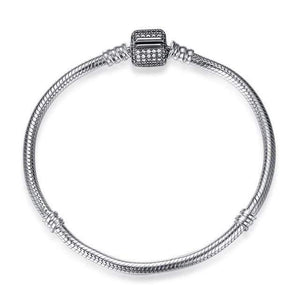 Planet Gates Crystal / 15cm 925 Sterling Silver Bracelet Bead Charm Heart Snowflake Rose Snake Chain Basic Bracelets Pan Women DIY Jewelry
