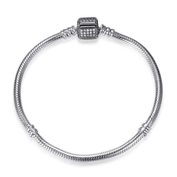 Planet Gates Crystal / 15cm 925 Sterling Silver Bracelet Bead Charm Heart Snowflake Rose Snake Chain Basic Bracelets Pan Women DIY Jewelry