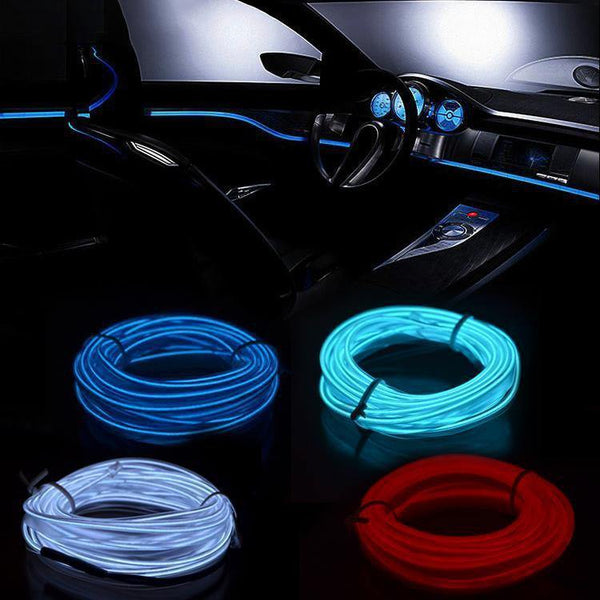 Planet Gates Crystal blue-3m 3m/5m Car LED Strips Decoration Strip 12V Flexible Neon EL Wire Rope Indoor Universal Interior LED Car Light Strip for Car Auto