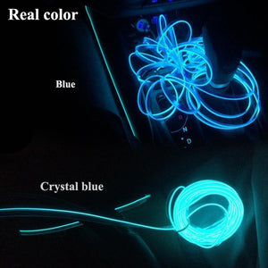 Planet Gates Crystal blue-3m 3m/5m Car LED Strips Decoration Strip 12V Flexible Neon EL Wire Rope Indoor Universal Interior LED Car Light Strip for Car Auto