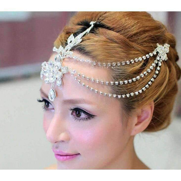 Planet Gates Crystal dangle forehead headband tiara crown bridal pageant prom headpieces wedding teardrop hair jewelry accessories 1pc