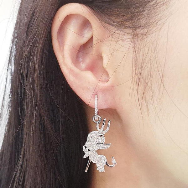 Planet Gates Crystal Devil Drop Earrings Luxury Bridal Wedding Silver Colors Fashion Cubic Zirconia Jewelry Accessories for Women