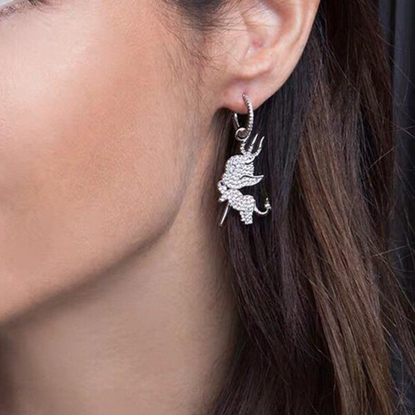 Planet Gates Crystal Devil Drop Earrings Luxury Bridal Wedding Silver Colors Fashion Cubic Zirconia Jewelry Accessories for Women