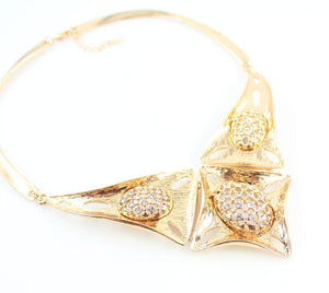 Planet Gates Crystal Rhinestone Beads Jewelry Set for Party Wedding Bridal Costume  Gold Color African Jewelry Sets