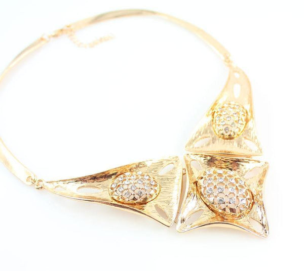 Planet Gates Crystal Rhinestone Beads Jewelry Set for Party Wedding Bridal Costume  Gold Color African Jewelry Sets