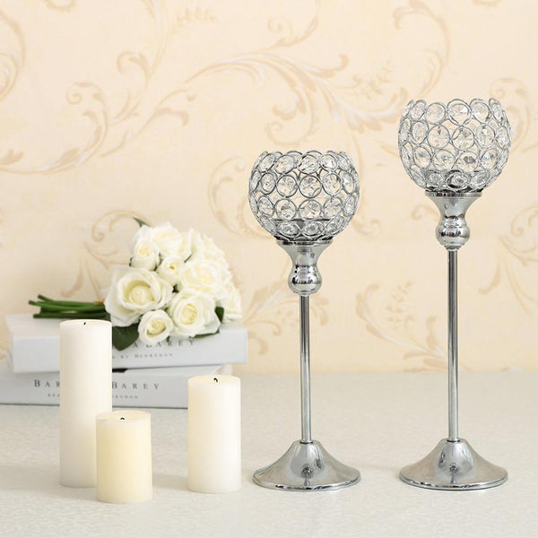 Crystal Tealight Candle Holders Coffee Dining Table Centerpieces Metal Candlesticks Stand Wedding Christmas Halloween Decoration