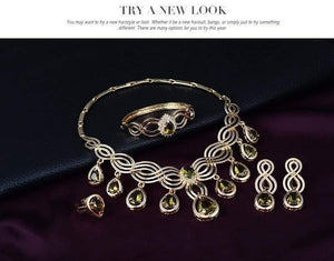 Planet Gates Crystal Water drop Red Black Green Zircon necklace jewelry sets Classic design Gold color women Party gift