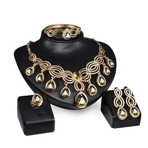 Planet Gates Crystal Water drop Red Black Green Zircon necklace jewelry sets Classic design Gold color women Party gift