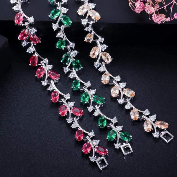 Planet Gates Cubic Zircon Crystal Silver Color Royal Jewellry Green CZ Stone Tennis Bracelets for Women B015