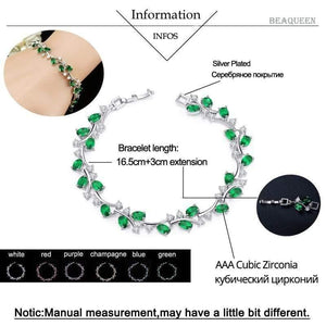 Planet Gates Cubic Zircon Crystal Silver Color Royal Jewellry Green CZ Stone Tennis Bracelets for Women B015