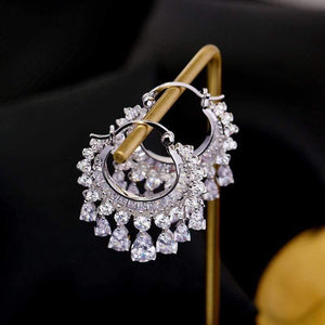 Planet Gates Cubic zircon elegant party bridal waterdrop tassel dangle earrings dazzling wedding jewelry accessory