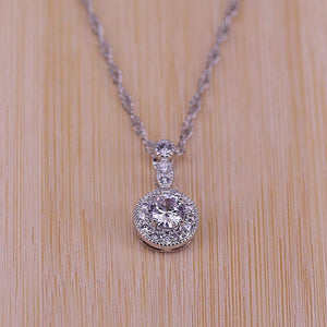 Planet Gates Cubic Zirconia 925 Sterling Silver Wedding Jewelry Sets Earrings Pendant Necklace Rings Size 6-10