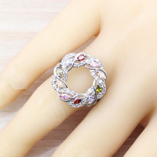 Planet Gates Cubic Zirconia 925 Sterling Silver Women Wedding Jewelry Set Ring Size 6/7/8/9/10 Free Gift  Box T295