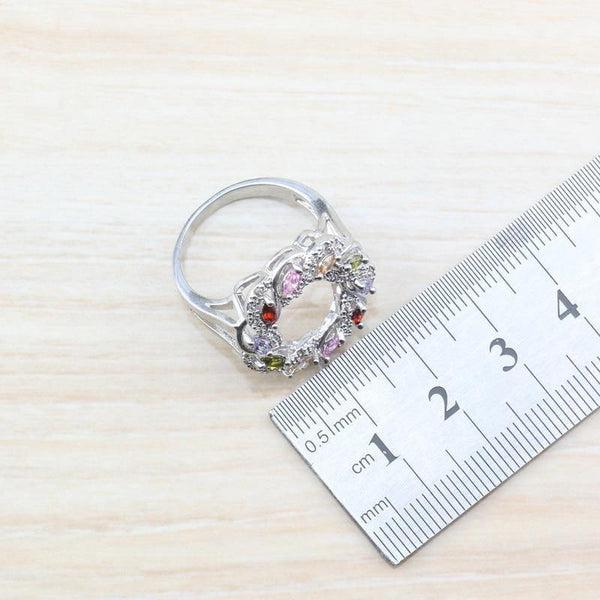 Planet Gates Cubic Zirconia 925 Sterling Silver Women Wedding Jewelry Set Ring Size 6/7/8/9/10 Free Gift  Box T295