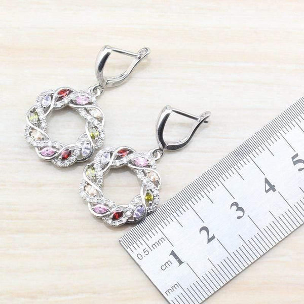 Planet Gates Cubic Zirconia 925 Sterling Silver Women Wedding Jewelry Set Ring Size 6/7/8/9/10 Free Gift  Box T295