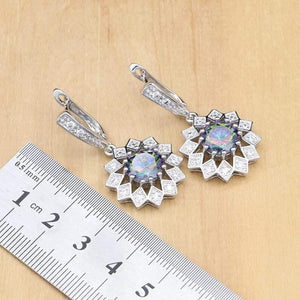 Planet Gates Cubic Zirconia Jewelry Set For Women Silver 925 Jewelry Wedding Earrings With Stone Rings Necklace Set