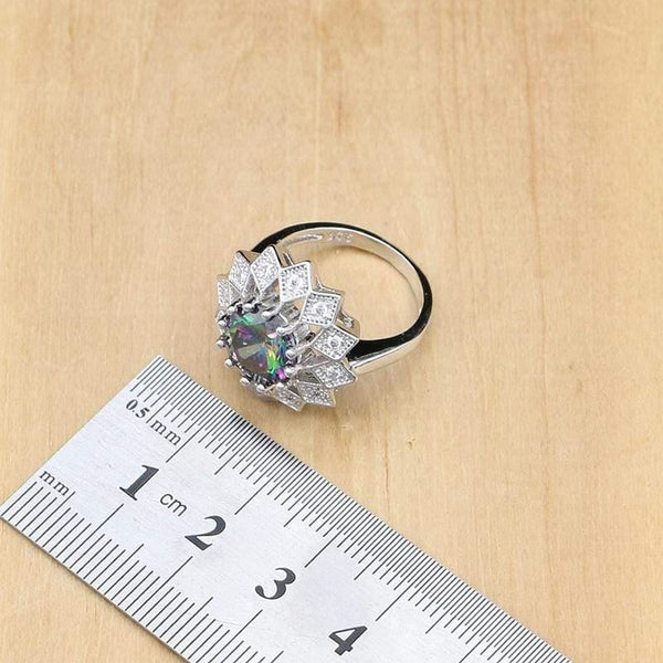 Planet Gates Cubic Zirconia Jewelry Set For Women Silver 925 Jewelry Wedding Earrings With Stone Rings Necklace Set