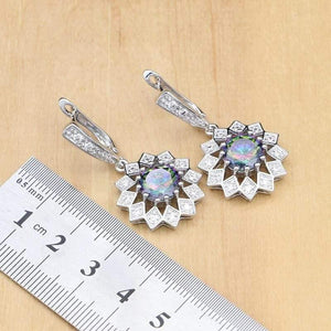 Planet Gates Cubic Zirconia Jewelry Set For Women Silver 925 Jewelry Wedding Earrings With Stone Rings Necklace Set