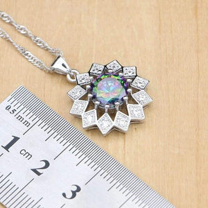 Planet Gates Cubic Zirconia Jewelry Set For Women Silver 925 Jewelry Wedding Earrings With Stone Rings Necklace Set