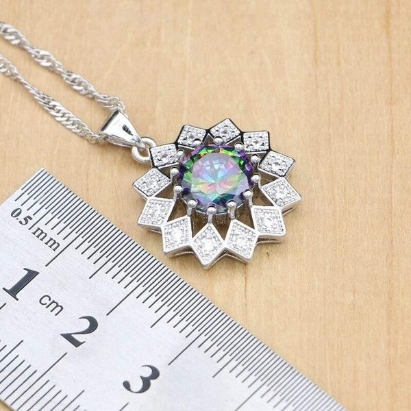 Planet Gates Cubic Zirconia Jewelry Set For Women Silver 925 Jewelry Wedding Earrings With Stone Rings Necklace Set