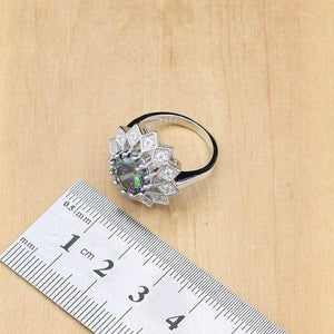 Planet Gates Cubic Zirconia Jewelry Set For Women Silver 925 Jewelry Wedding Earrings With Stone Rings Necklace Set