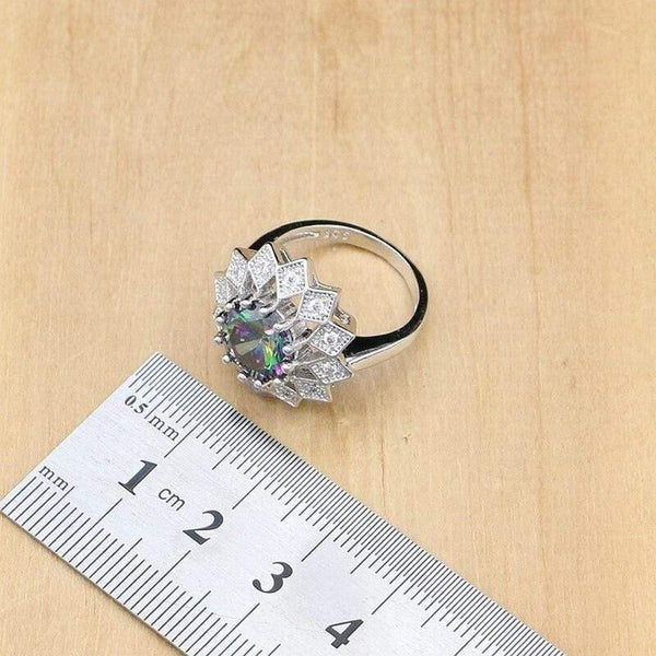 Planet Gates Cubic Zirconia Jewelry Set For Women Silver 925 Jewelry Wedding Earrings With Stone Rings Necklace Set