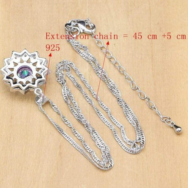 Planet Gates Cubic Zirconia Jewelry Set For Women Silver 925 Jewelry Wedding Earrings With Stone Rings Necklace Set