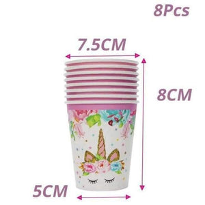 Planet Gates cup Unicorn Party Kits Unicornio Plate/Cup/Napkins Birthday Party Decoration Kids Tableware Sets Bunting Flags Party Supplies