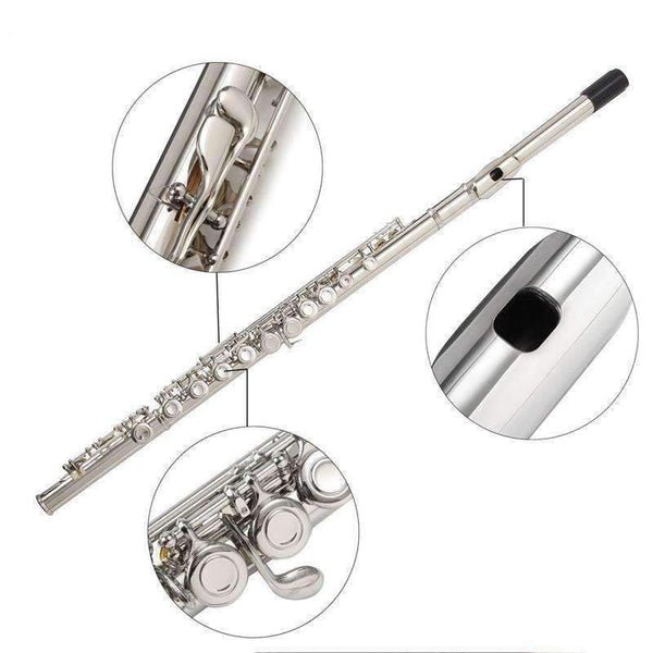 Planet Gates Cupronickel Nickel Plated 16 Hole C Key Western Concert Flute Kit with Case Cover Parts For Musical Instrument Beginners