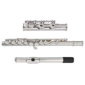 Planet Gates Cupronickel Nickel Plated 16 Hole C Key Western Concert Flute Kit with Case Cover Parts For Musical Instrument Beginners