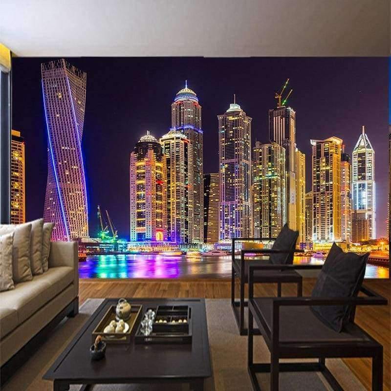 Planet Gates Custom 3D Photo Wallpaper Dubai Night View City Building Wall Mural Wall Papers Home Decor Living Room Background Wall Painting