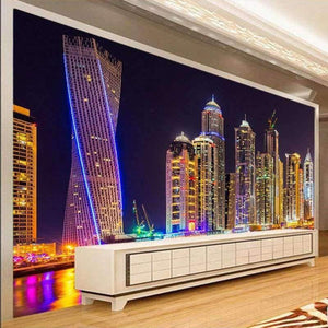 Planet Gates Custom 3D Photo Wallpaper Dubai Night View City Building Wall Mural Wall Papers Home Decor Living Room Background Wall Painting