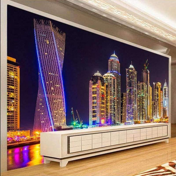 Planet Gates Custom 3D Photo Wallpaper Dubai Night View City Building Wall Mural Wall Papers Home Decor Living Room Background Wall Painting