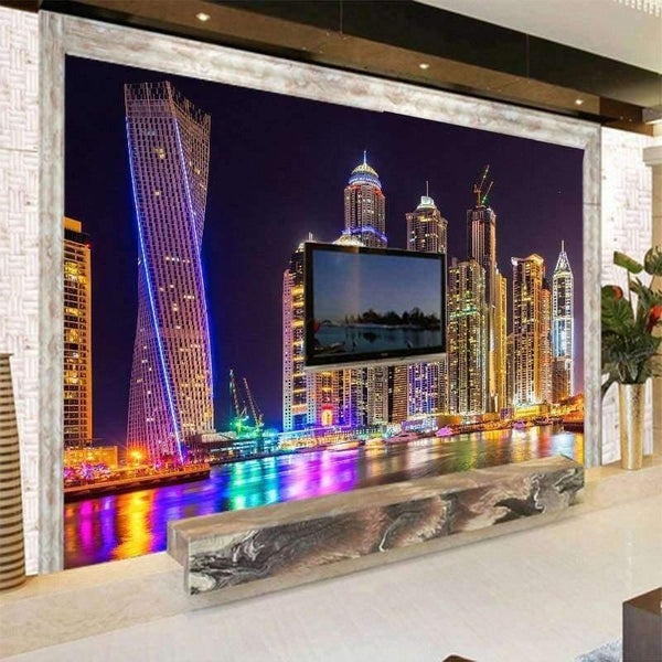 Planet Gates Custom 3D Photo Wallpaper Dubai Night View City Building Wall Mural Wall Papers Home Decor Living Room Background Wall Painting