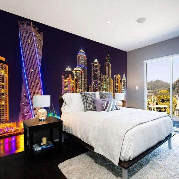 Planet Gates Custom 3D Photo Wallpaper Dubai Night View City Building Wall Mural Wall Papers Home Decor Living Room Background Wall Painting
