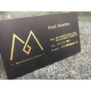 Planet Gates Custom print business card high quality 500gsm black paper gold silve foil/stamping nama card, custom business card printing