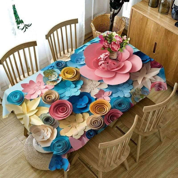 Planet Gates Customize 3D Tablecloth Colored Paper Flower Pattern Dustproof Thicken Cotton Wedding Party Rectangular Table cloth Home textile