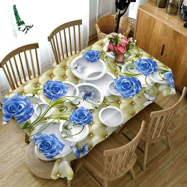 Planet Gates Customize 3D Tablecloth Colored Paper Flower Pattern Dustproof Thicken Cotton Wedding Party Rectangular Table cloth Home textile