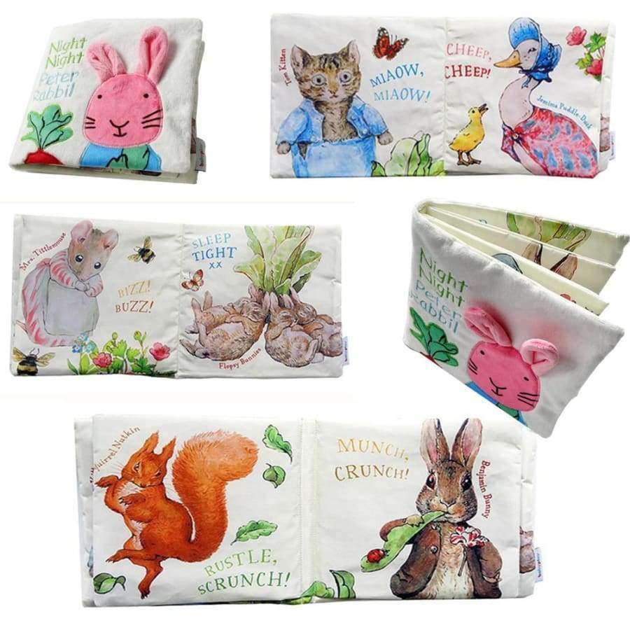 Planet Gates Cute baby cloth book night rabbit Baby Educational toys Animal Cat Rabbit Duck squirrel Rattle infant Toys