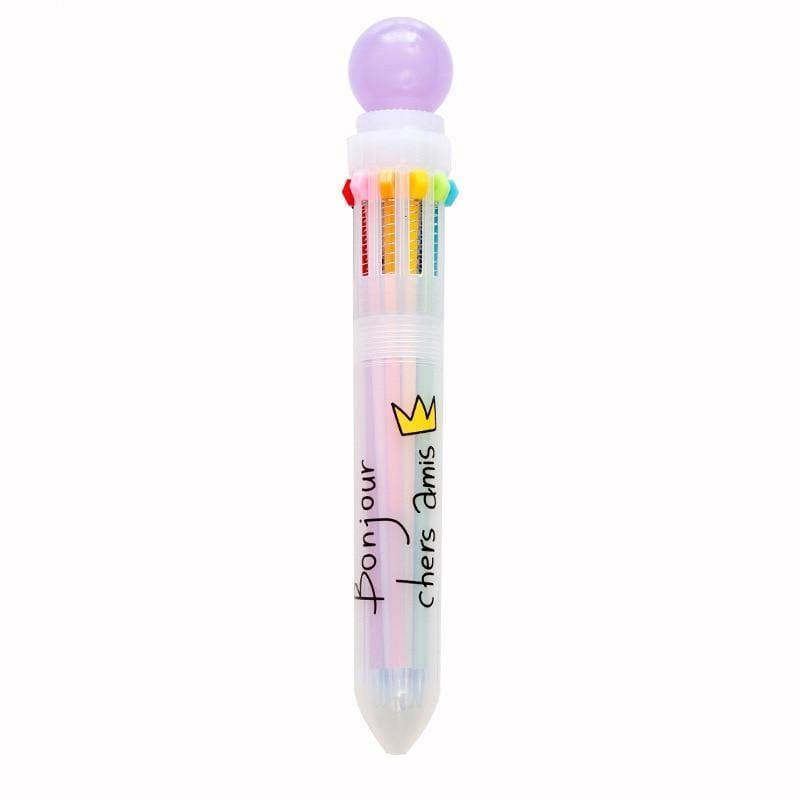 Planet Gates Cute Candy Color Multi 10 Color In One Set Ballpoint Pen Writing School Office Supplies Stationery